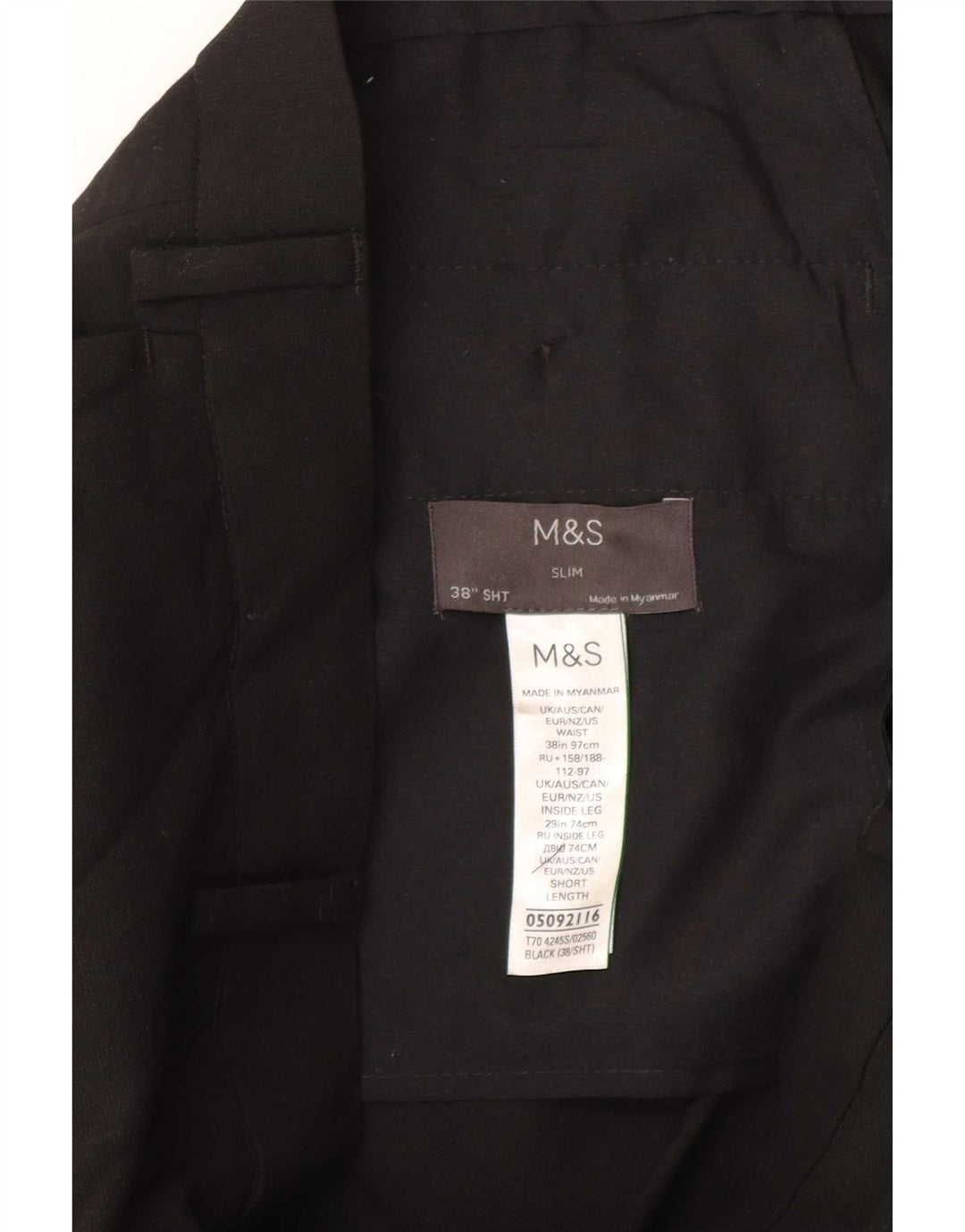 Marks & Spencer Ανδρικό Slim Cropped Παντελόνι W38 L25 Μαύρο Πολυεστέρας