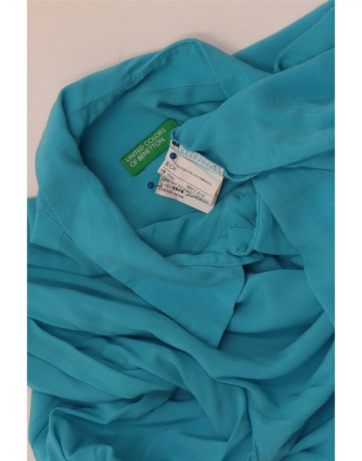 Γυναικείο πουκάμισο Benetton UK 10 Small Blue Viscose