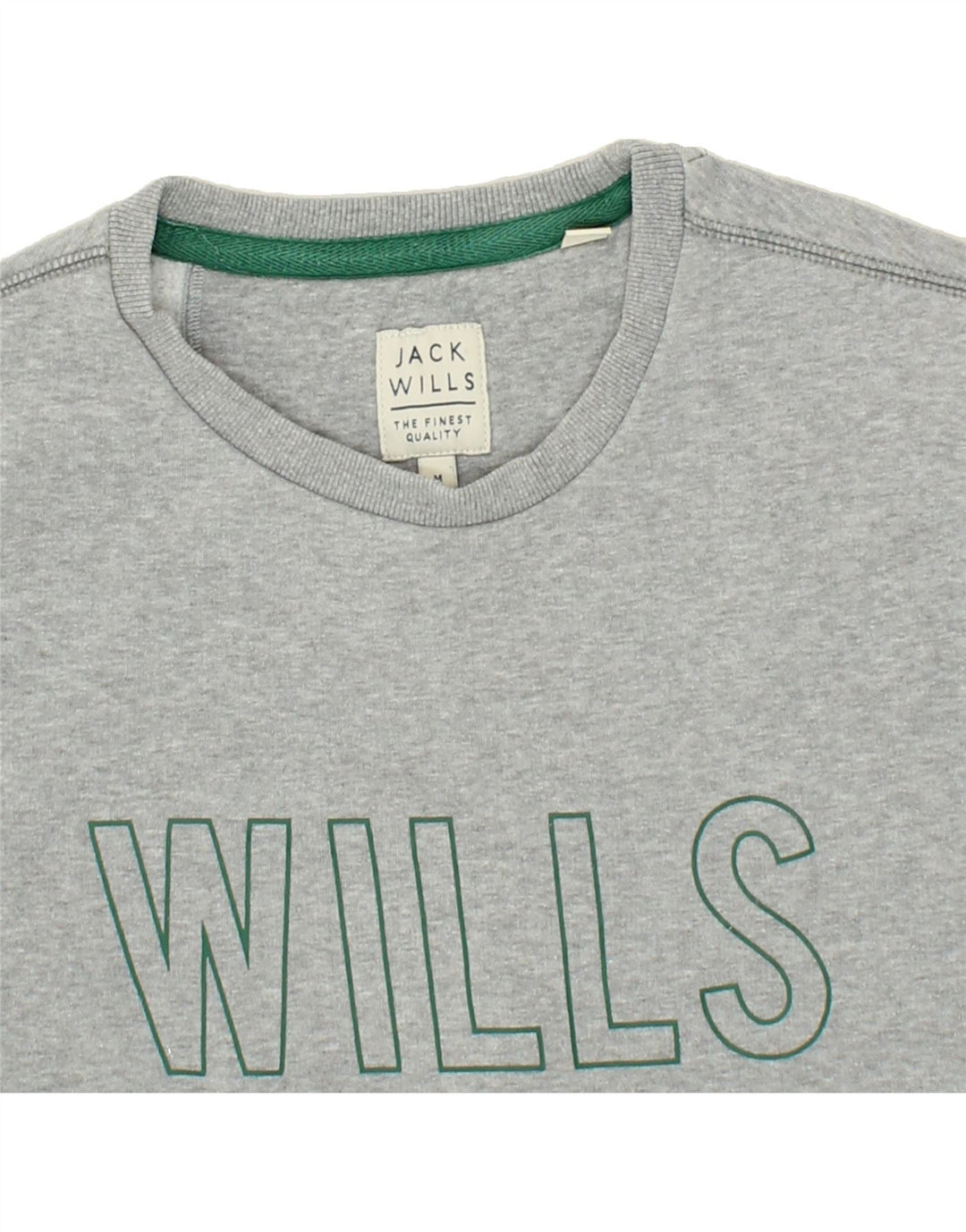 JACK WILLS Mens Graphic Sweatshirt Jumper Medium Grey Cotton Vintage Jack Wills and Second-Hand Jack Wills from Messina Hembry 