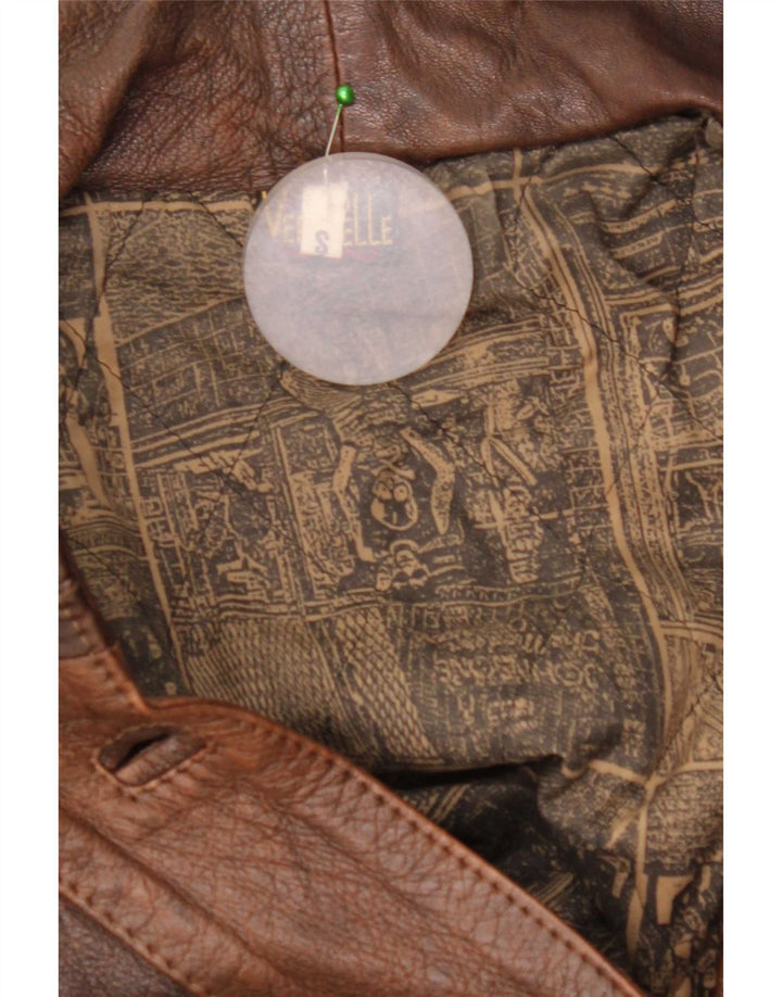 Vintage Γυναικείο Oversized Δερμάτινο Μπουφάν UK 10 Small Brown Δερμάτινο