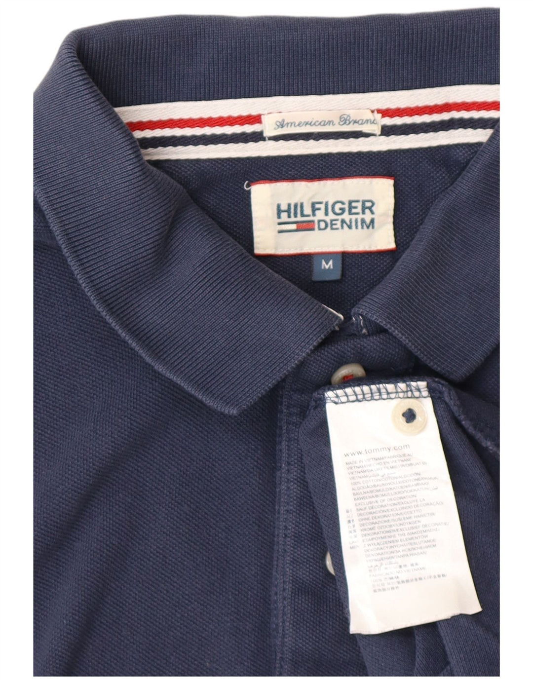Ανδρικό ψηλό μπλουζάκι πόλο Tommy Hilfiger, βαμβακερό, μεσαίο ναυτικό