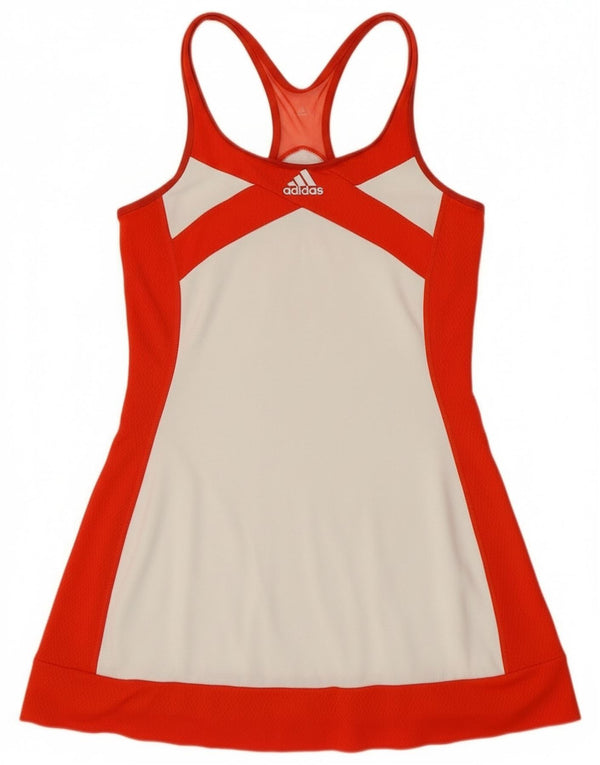 Adidas Womens Graphic Halter Dress UK 10 Small Red Colourblock Sports