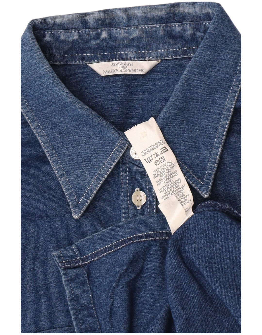 Marks & Spencer Γυναικείο πουκάμισο UK 14 Medium Navy Blue βαμβακερό