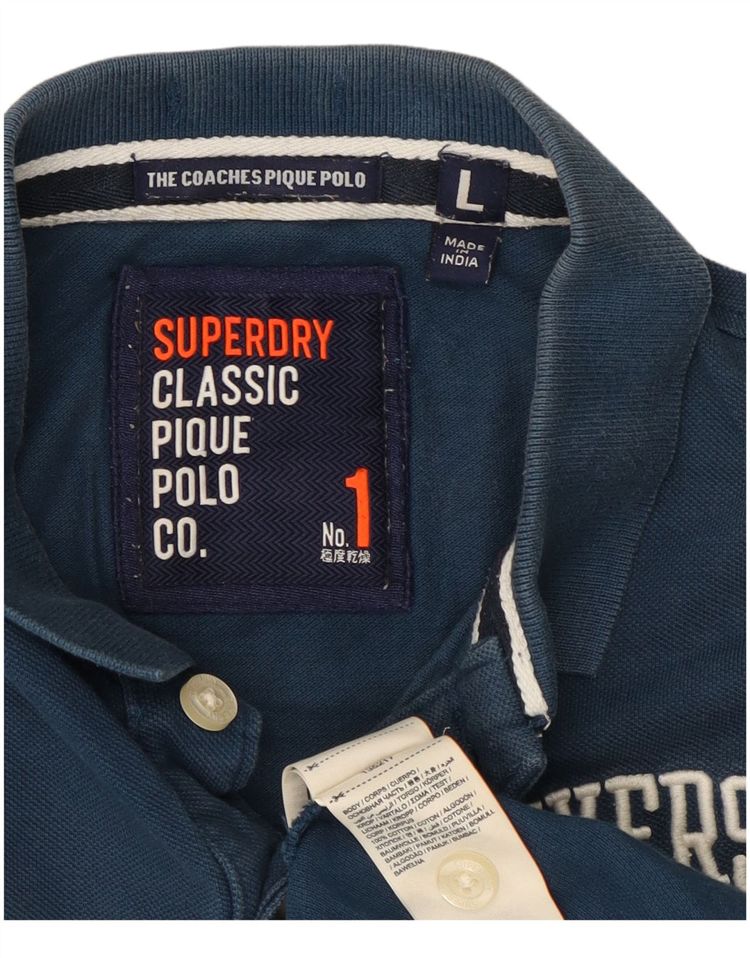 Ανδρικό γραφικό πόλο μπλουζάκι Superdry, μεγάλο μπλε βαμβακερό