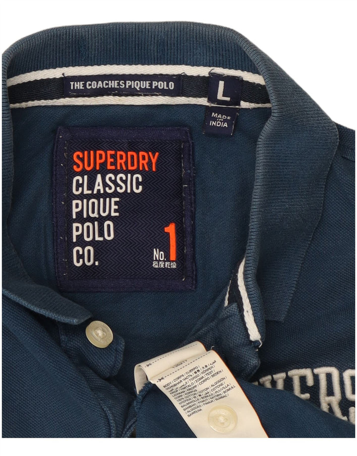 Ανδρικό γραφικό πόλο μπλουζάκι Superdry, μεγάλο μπλε βαμβακερό