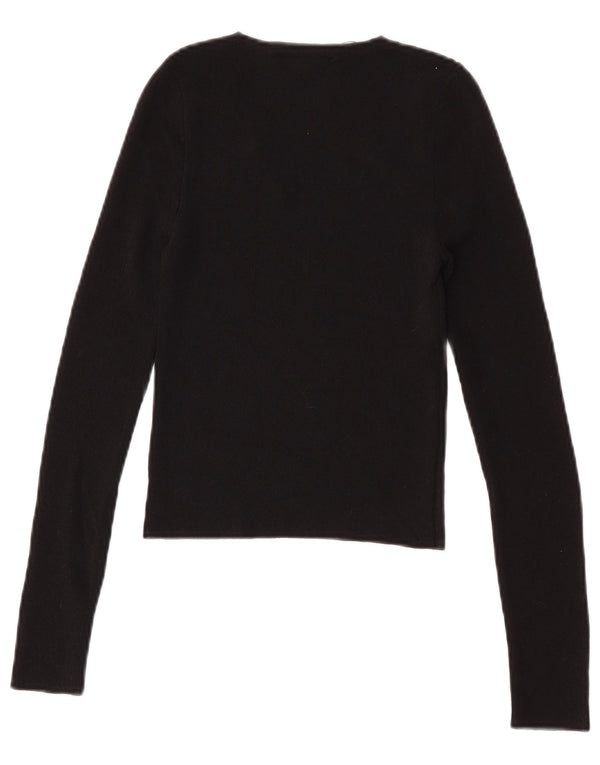 Zara Γυναικείο Crop Top Μακρυμάνικο UK 8 Μικρό Μαύρο Πολυαμίδιο