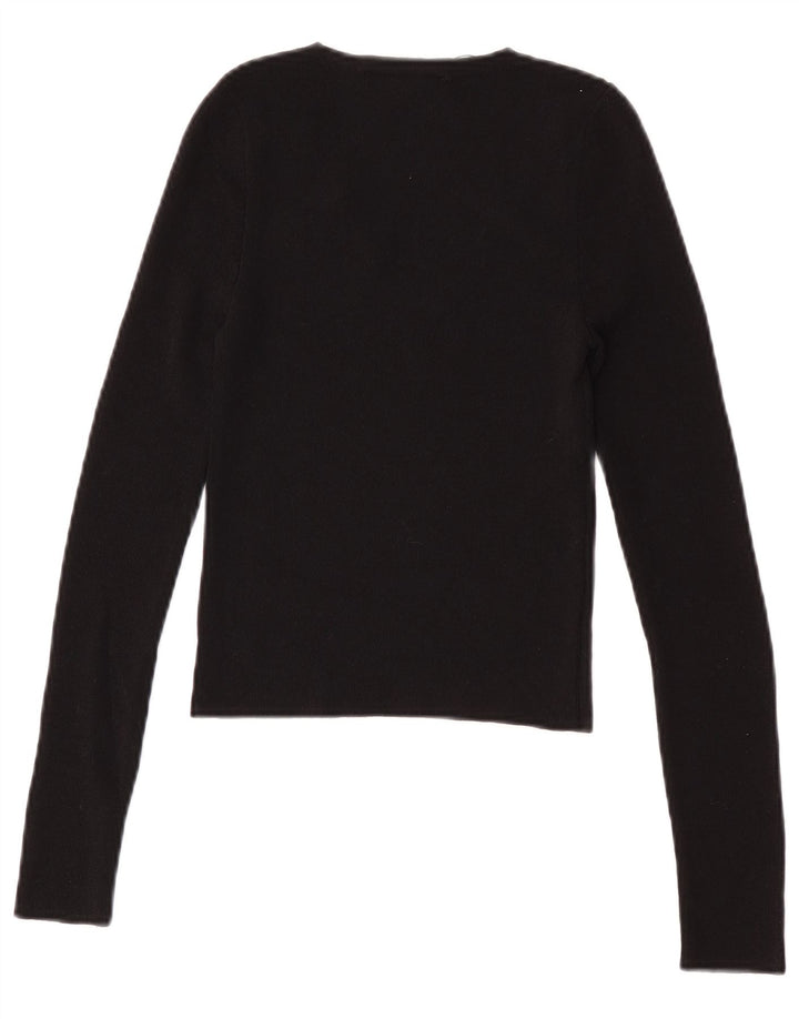 Zara Γυναικείο Crop Top Μακρυμάνικο UK 8 Μικρό Μαύρο Πολυαμίδιο