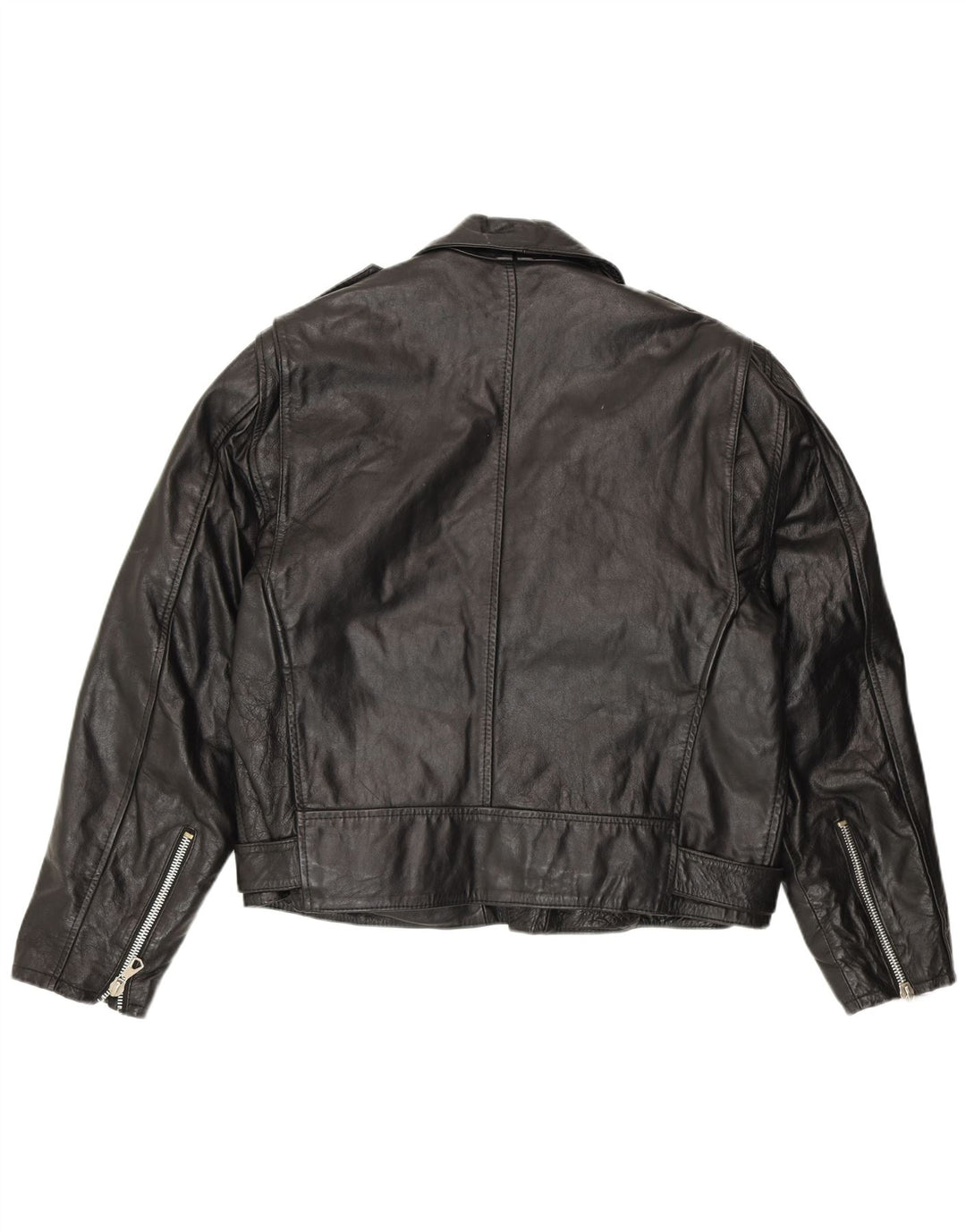 VINTAGE Ανδρικό Δερμάτινο Μπουφάν Biker IT 54 XL Μαύρο Biker
