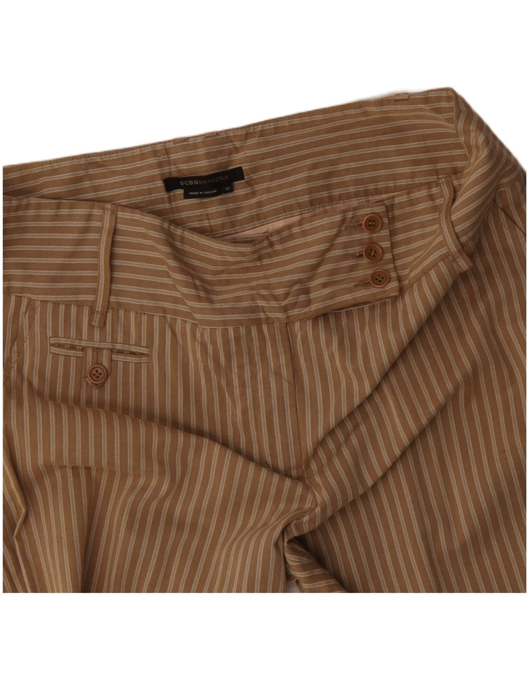 MAX MARA Γυναικείο φαρδύ παντελόνι casual US 10 μεγάλο W34 L32 καφέ ριγέ