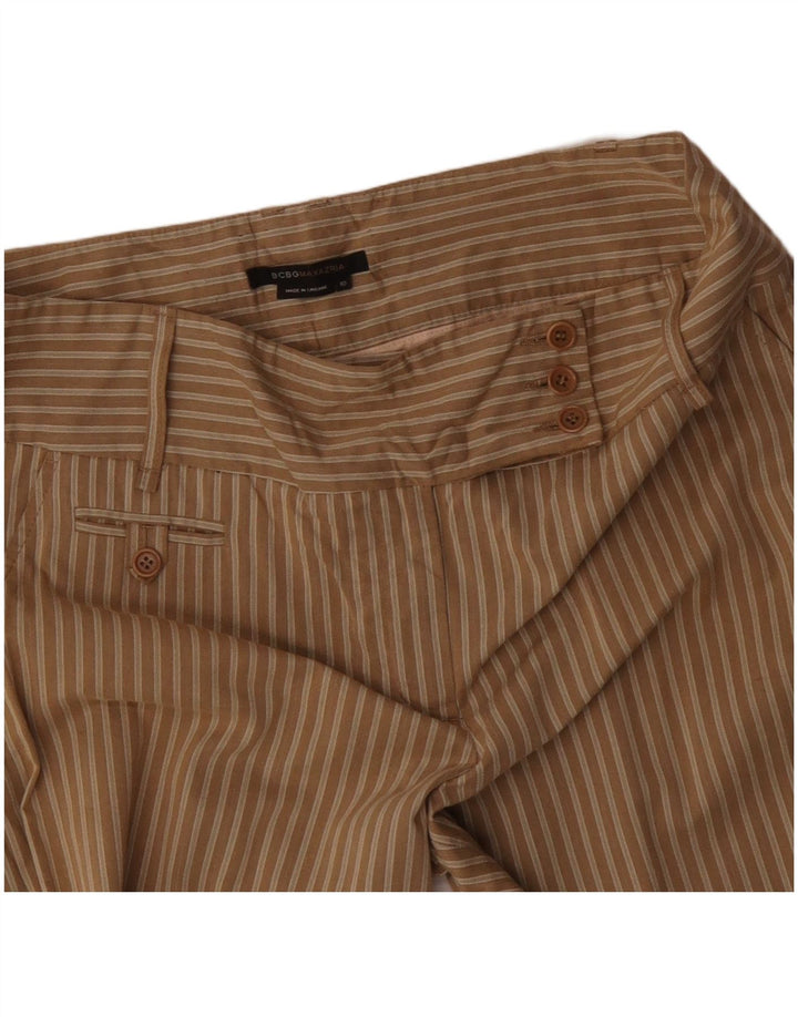 MAX MARA Γυναικείο φαρδύ παντελόνι casual US 10 μεγάλο W34 L32 καφέ ριγέ