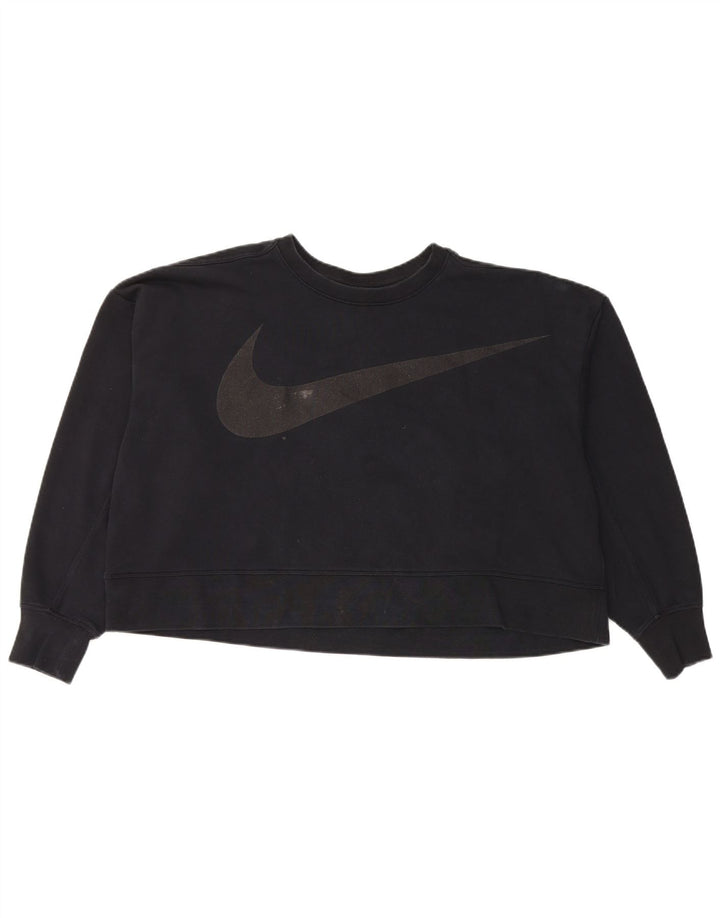 Γυναικείο Nike Dri Fit γραφικό φούτερ μεγάλου μεγέθους Jumper UK 16 μεγάλο μαύρο