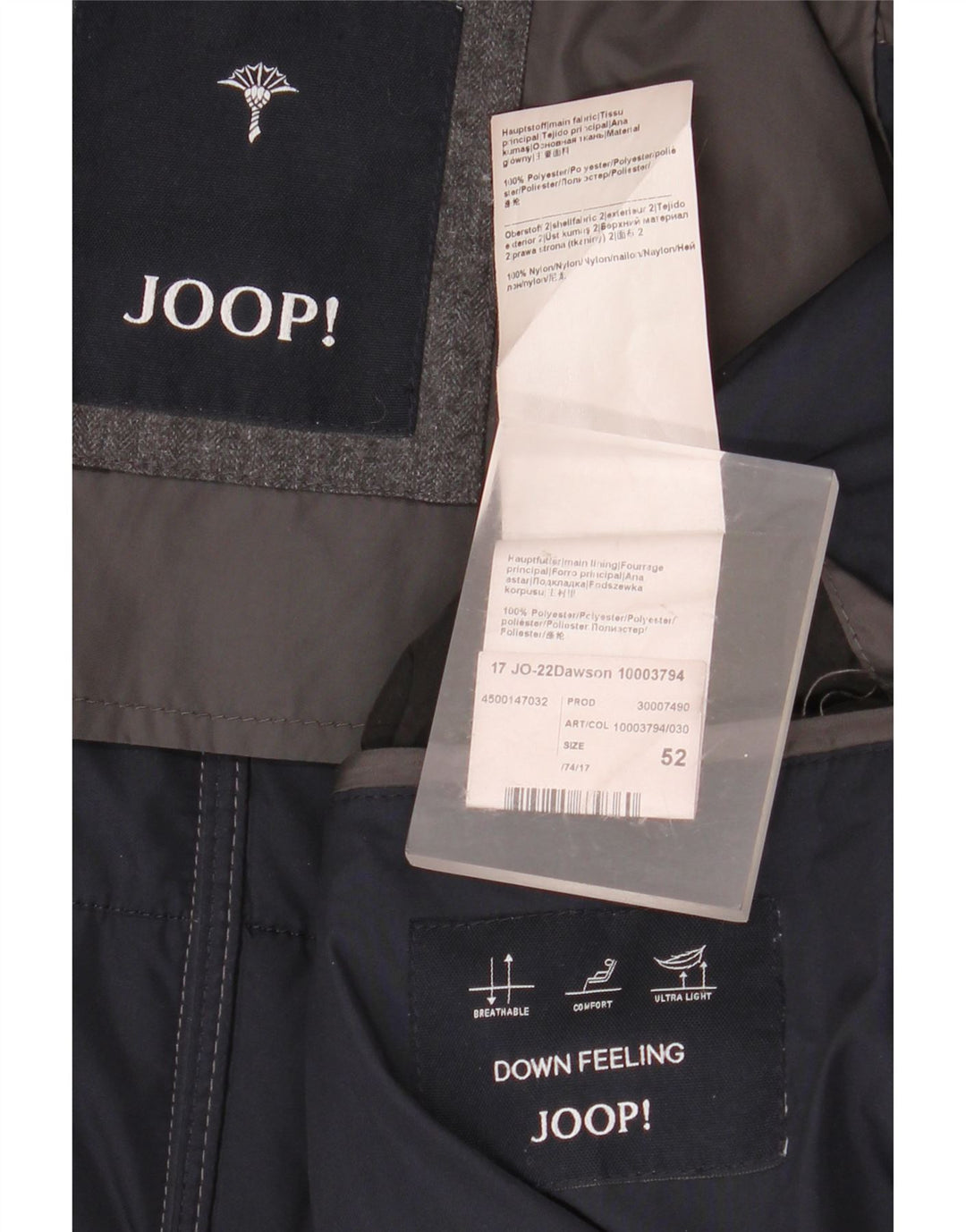 JOOP Ανδρικό μπουφάν με επένδυση IT 52 XL Γκρι Πολυεστέρας