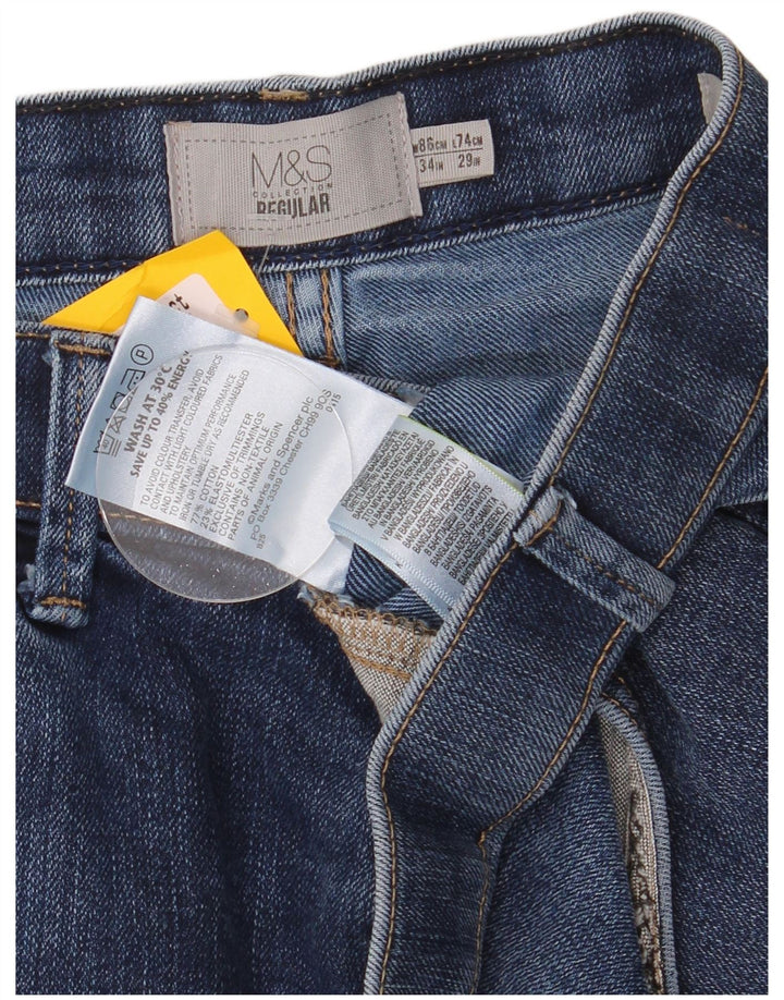 Ανδρικό τζιν κανονικό ίσιο Marks & Spencer W34 L29 Μπλε βαμβακερό