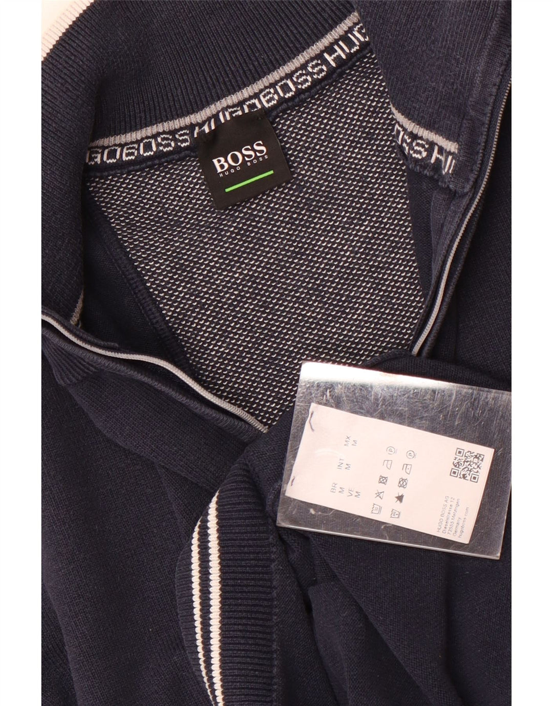 Ανδρικό φούτερ Hugo Boss με φερμουάρ, μεσαίο μπλε βαμβακερό