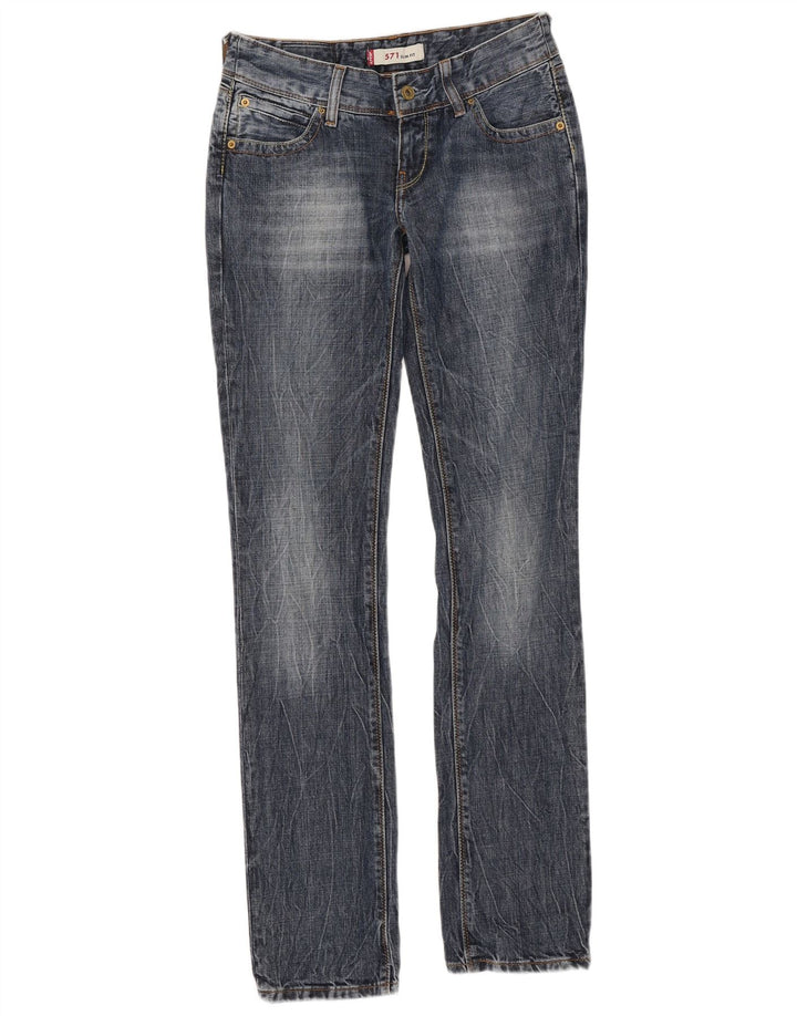 Levi's Womens 571 Slim Jeans W27 L34 Blue Cotton