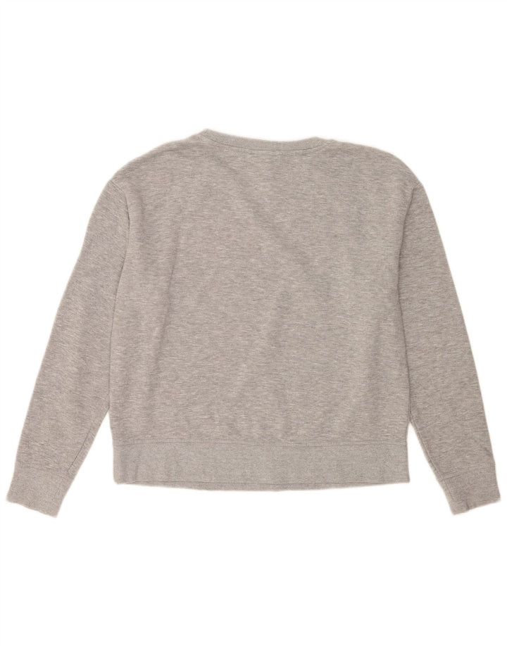 REEBOK Womens Crop Graphic Sweatshirt Jumper UK 14 Medium Grey Cotton
