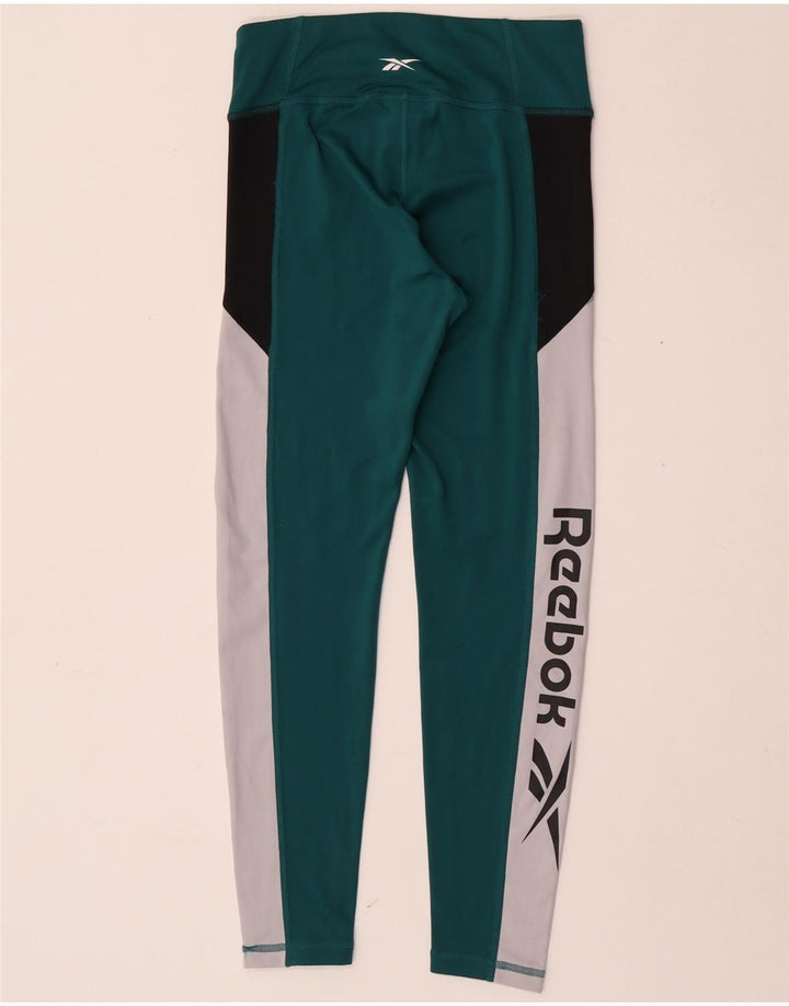 Γυναικεία γραφικά κολάν Reebok UK 8/10 Small Green Colourblock Polyester