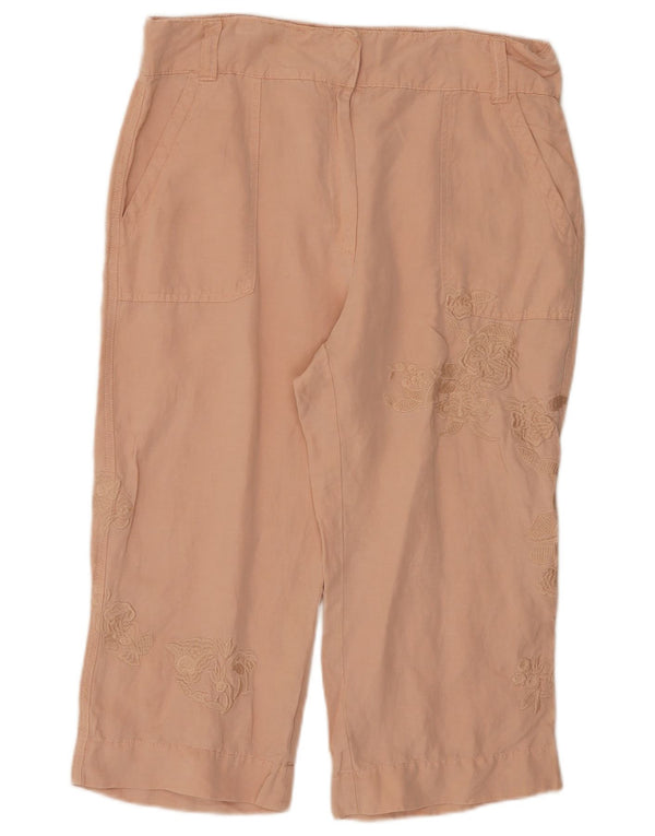 Marks & Spencer Γυναικείο Παντελόνι Κάπρι UK 14 Μεγάλο W34 L20 Ροζ Λουλουδάτο