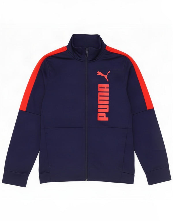Puma Boys Graphic Tracksuit Top Jacket 9-10 Years Navy Blue Colorblock