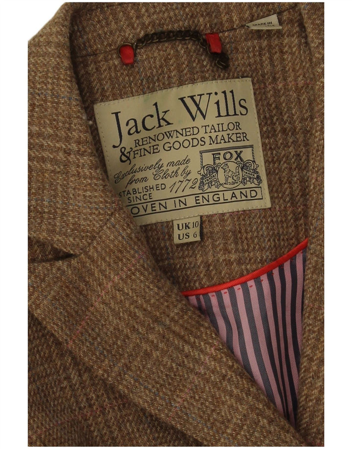 Jack Wills Γυναικείο σακάκι με 3 κουμπιά UK 10 Small Beige Check Wool