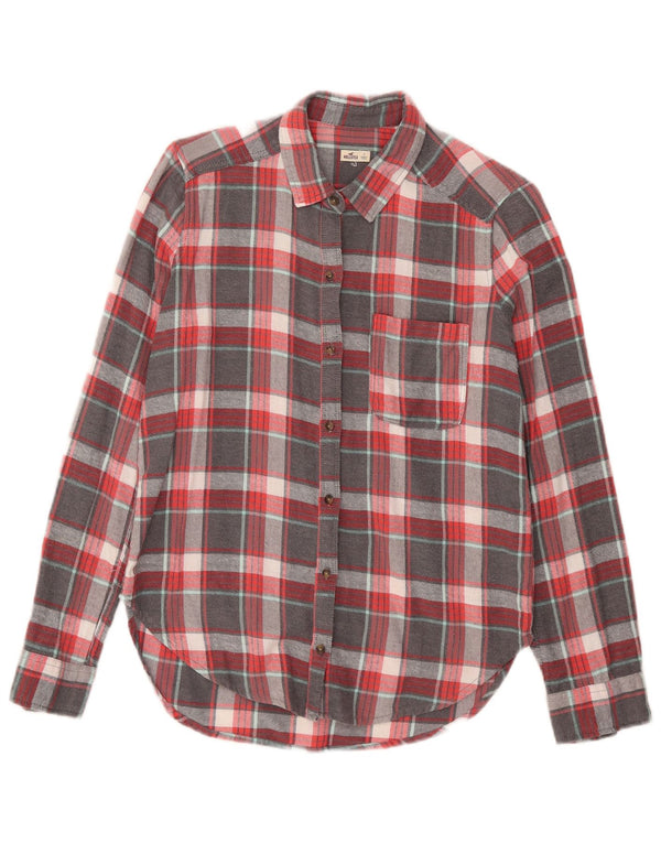 Hollister Womens Flannel Shirt UK 10 Small Red Check Cotton