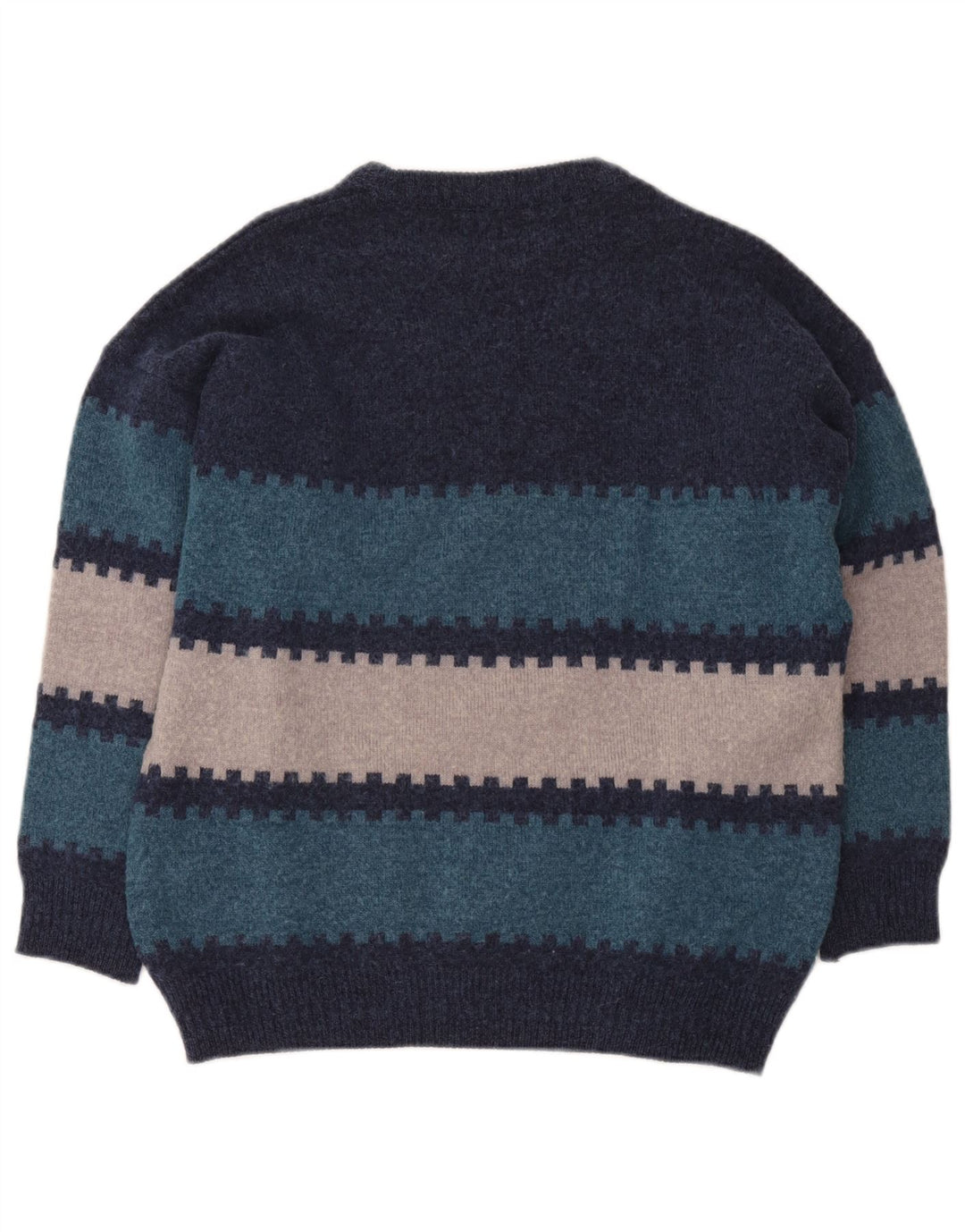 Vintage Ανδρικό πουλόβερ με λαιμόκοψη IT 50 Medium Navy Blue Geometric