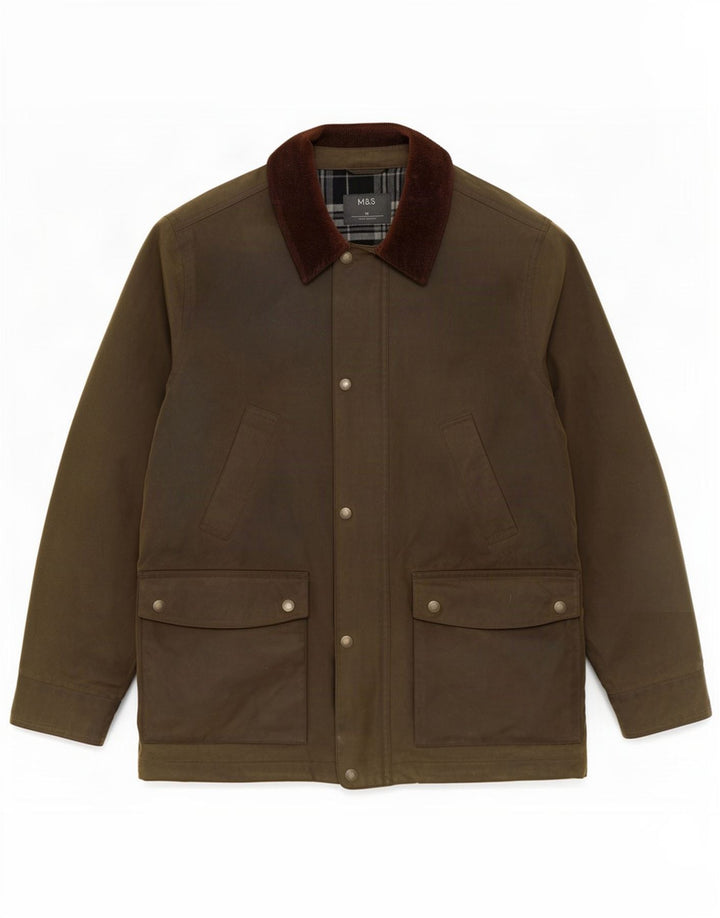 Marks & Spencer Ανδρικό κερωμένο βαμβακερό μπουφάν UK 38 Medium Khaki