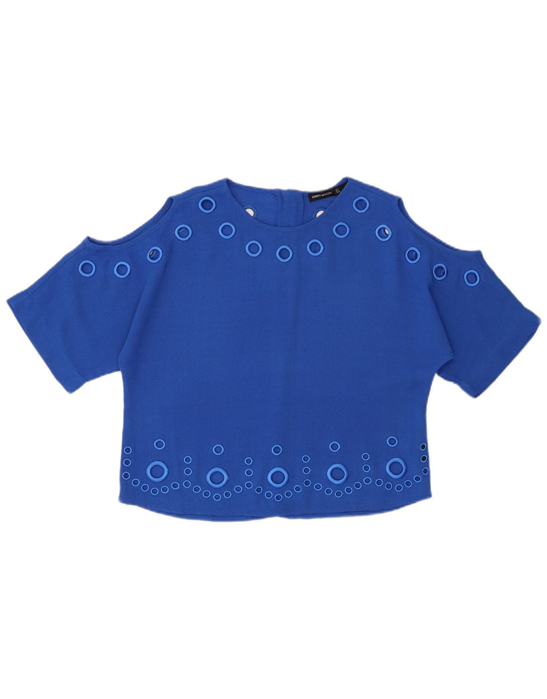 KAREN MILLEN Γυναικεία υπερμεγέθη Crop Μπλούζα τοπ UK 10 Small Blue Polyester
