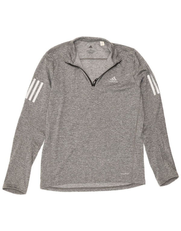 Adidas Ανδρικό Aeroready με φερμουάρ μακρυμάνικο μπλουζάκι Small Grey Flecked Sports