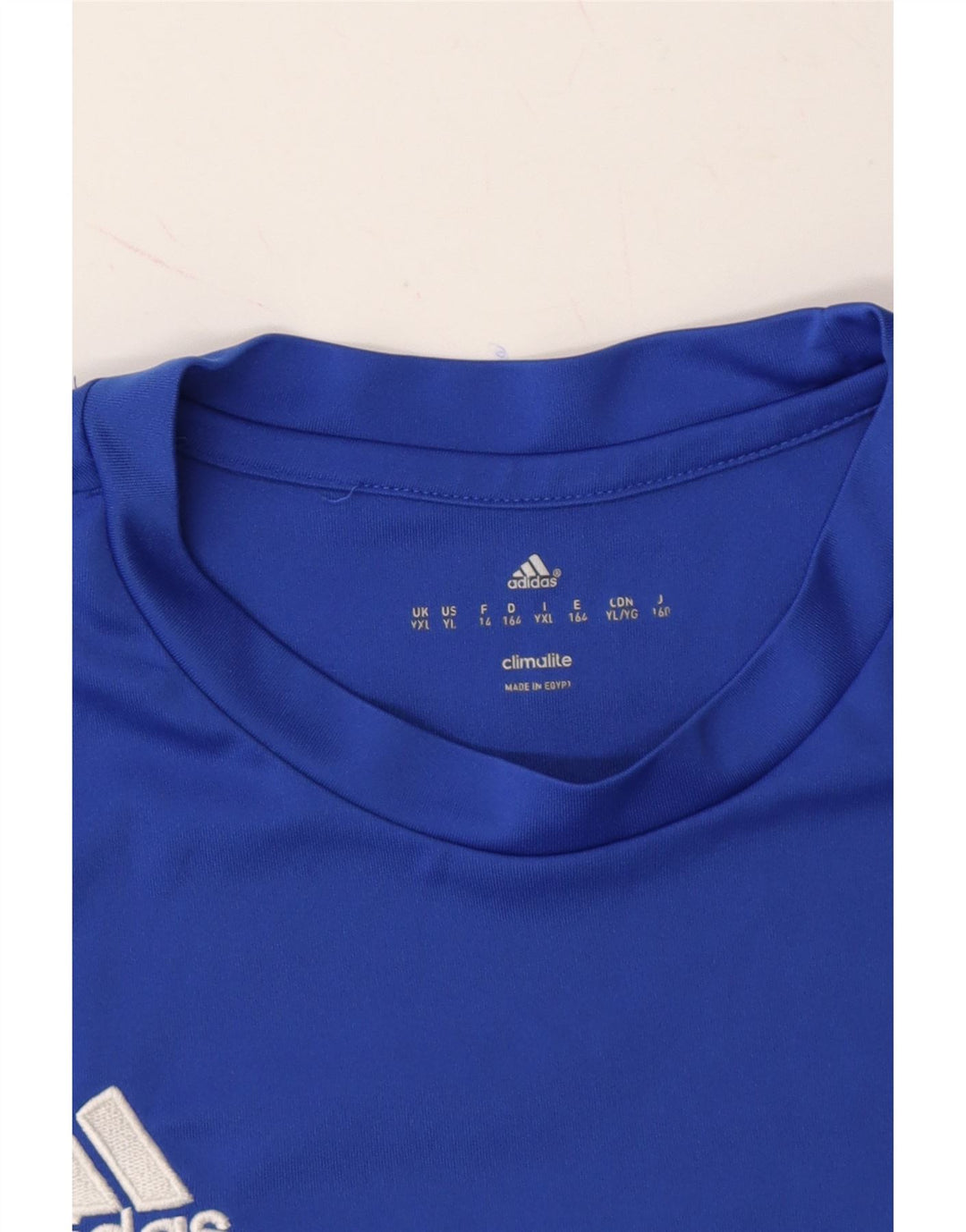 ADIDAS Boys Climalite T-Shirt Top 13-14 Years XL Blue Polyester Vintage Adidas and Second-Hand Adidas from Messina Hembry 