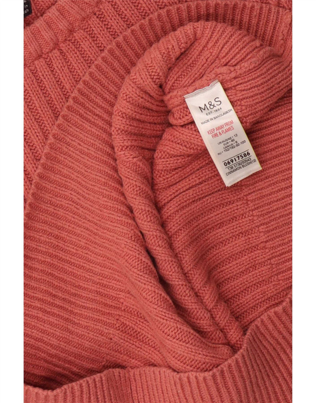 Marks & Spencer Γυναικείο πουλόβερ με λαιμόκαυστο UK 12 Medium Pink