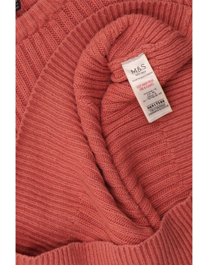 Marks & Spencer Γυναικείο πουλόβερ με λαιμόκαυστο UK 12 Medium Pink