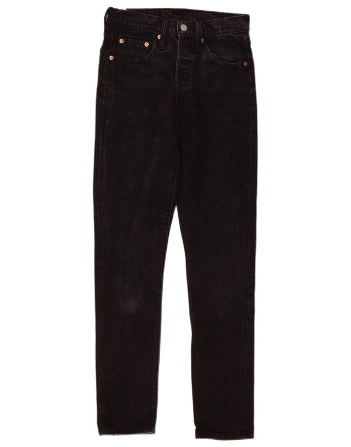 Levi's Womens 501 Straight Jeans W24 L30 Μαύρο Βαμβακερό