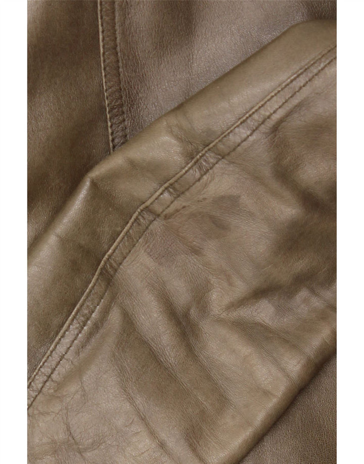 Vintage Γυναικείο Δερμάτινο Μπουφάν IT 42 Medium Khaki Leather