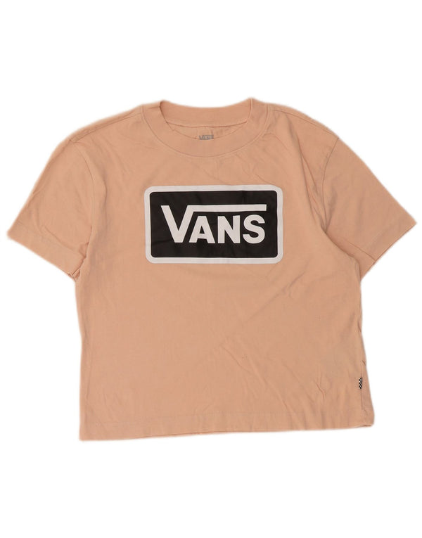 Vans Γυναικείο T-Shirt γραφικό τοπ UK 10 Small ροζ βαμβακερό