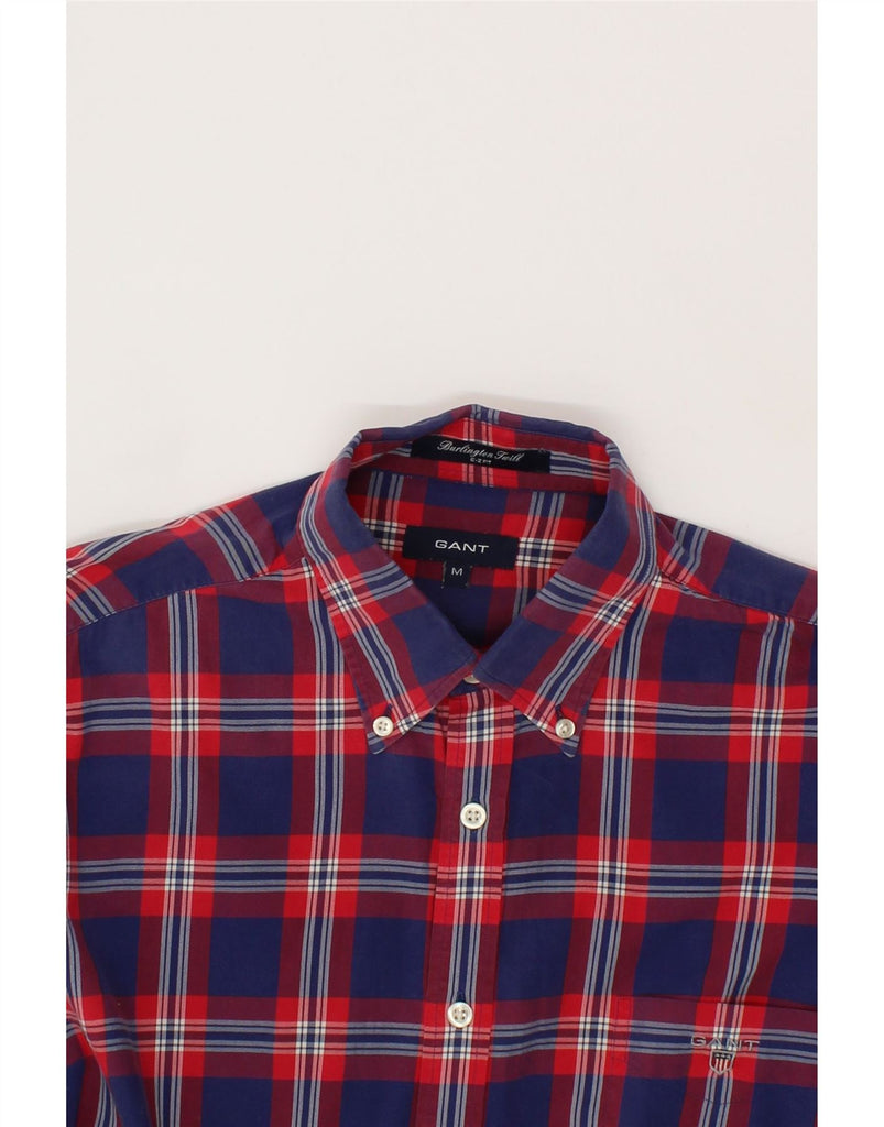 GANT Mens Burlington Twill Shirt Medium Navy Blue Check Cotton Vintage Gant and Second-Hand Gant from Messina Hembry 