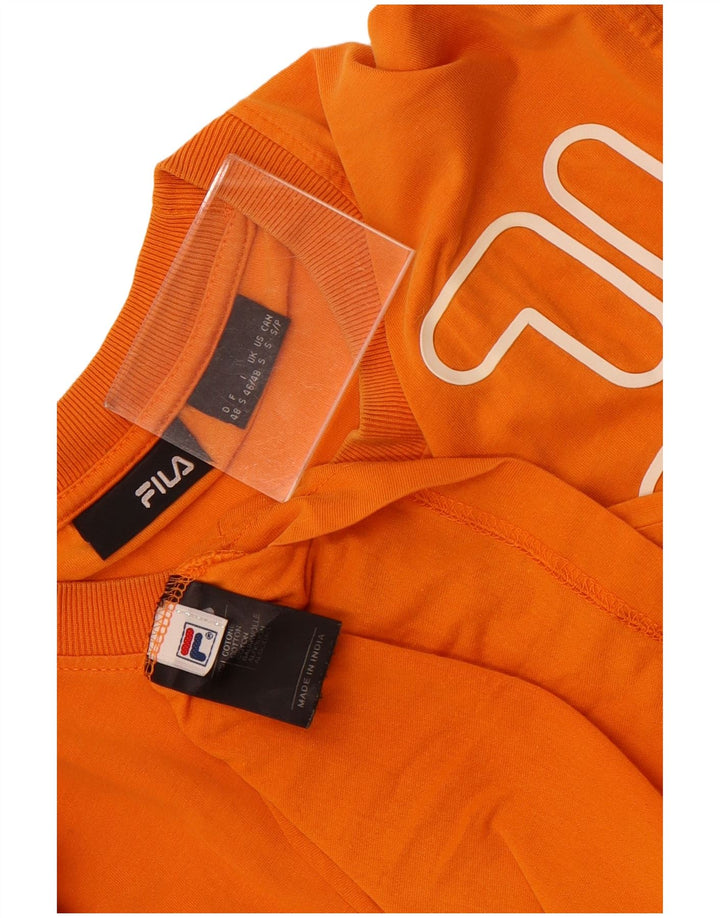 Fila Ανδρικό γραφικό T-Shirt Top Μικρό πορτοκαλί βαμβακερό