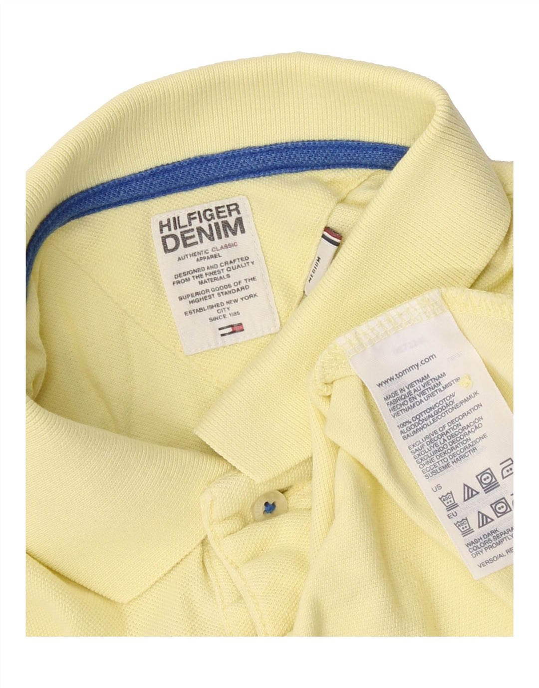 TOMMY HILFIGER Mens Polo Shirt Medium Yellow Cotton Vintage Tommy Hilfiger and Second-Hand Tommy Hilfiger from Messina Hembry 
