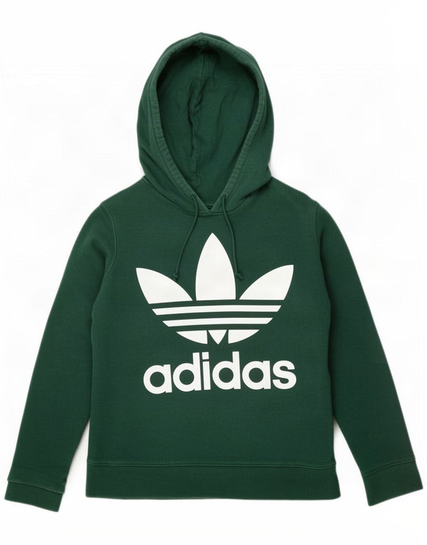 Adidas Γυναικείο Γραφικό Hoodie Jumper UK 14 Μεγάλο πράσινο βαμβακερό