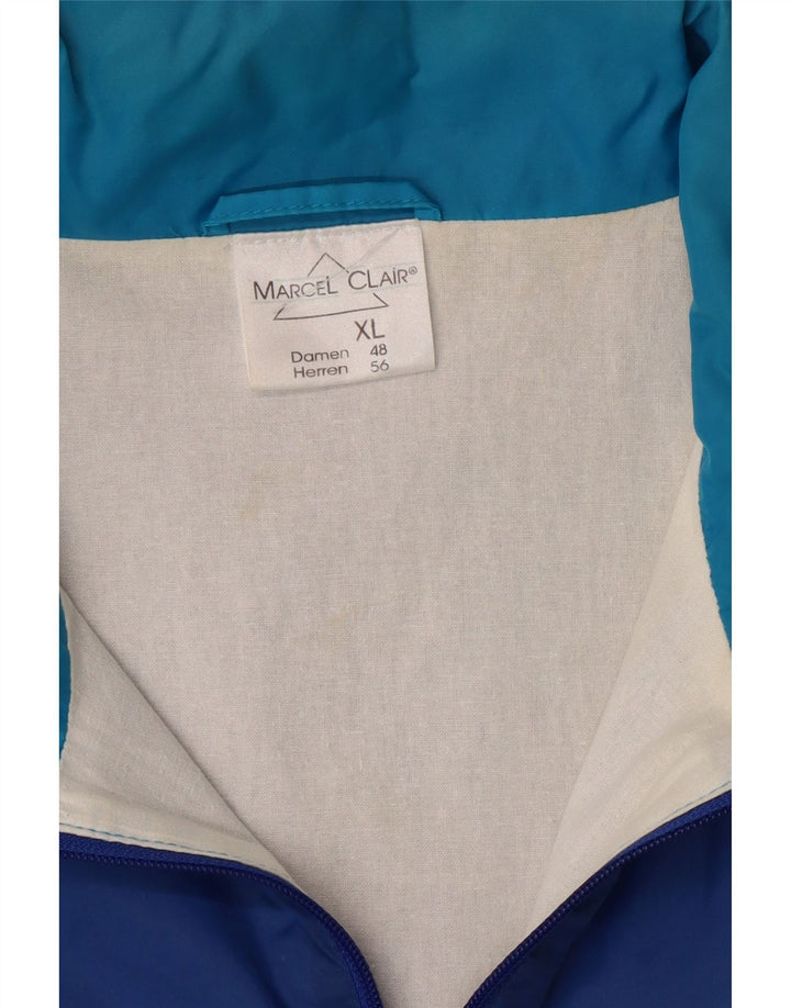 MARCEL CLAIR Mens Hooded Tracksuit Top Jacket XL Blue Colourblock Vintage Marcel Clair and Second-Hand Marcel Clair from Messina Hembry 