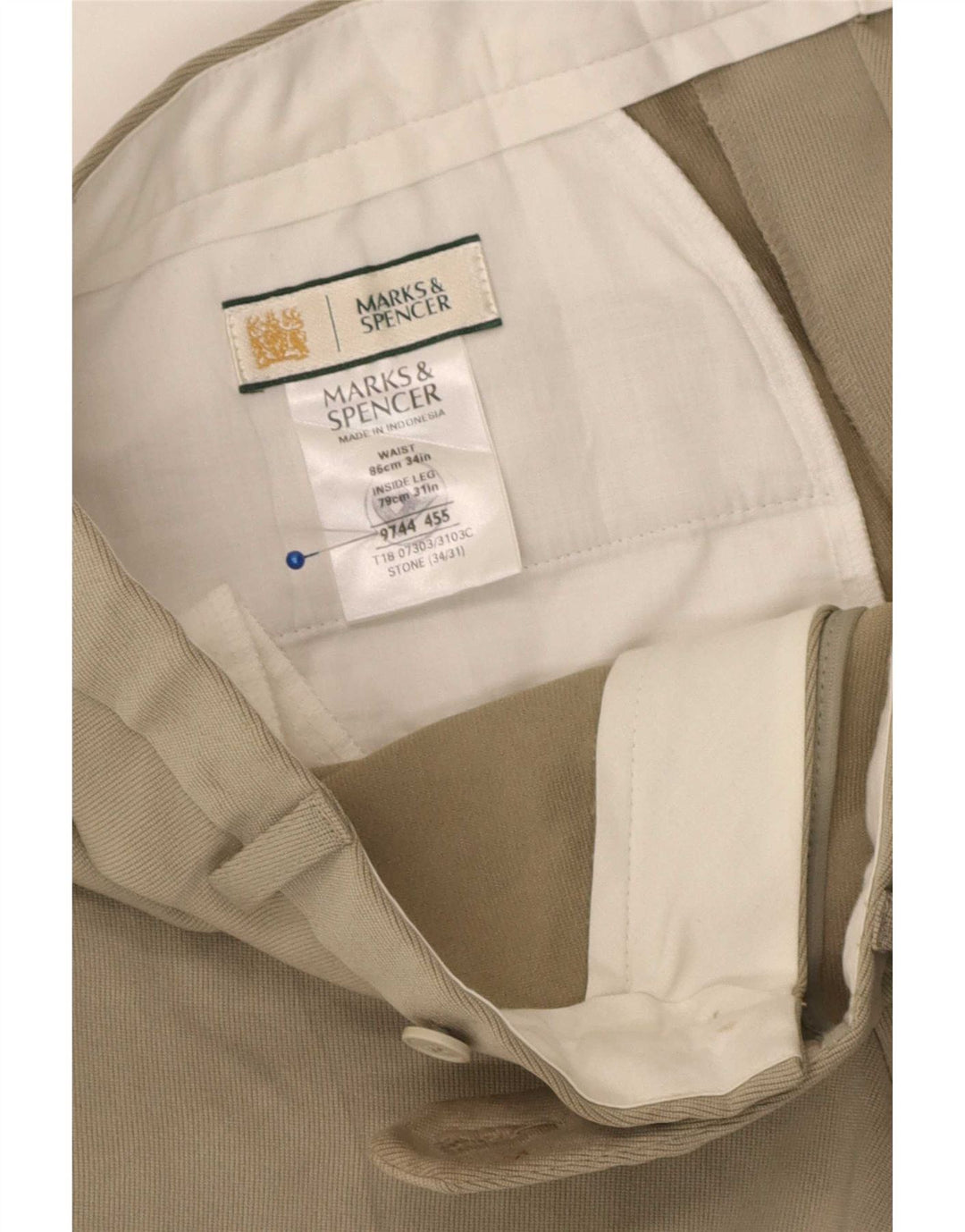 Ανδρικό ίσιο παντελόνι Marks & Spencer W34 L31 Beige Polyester