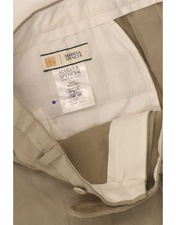 Ανδρικό ίσιο παντελόνι Marks & Spencer W34 L31 Beige Polyester