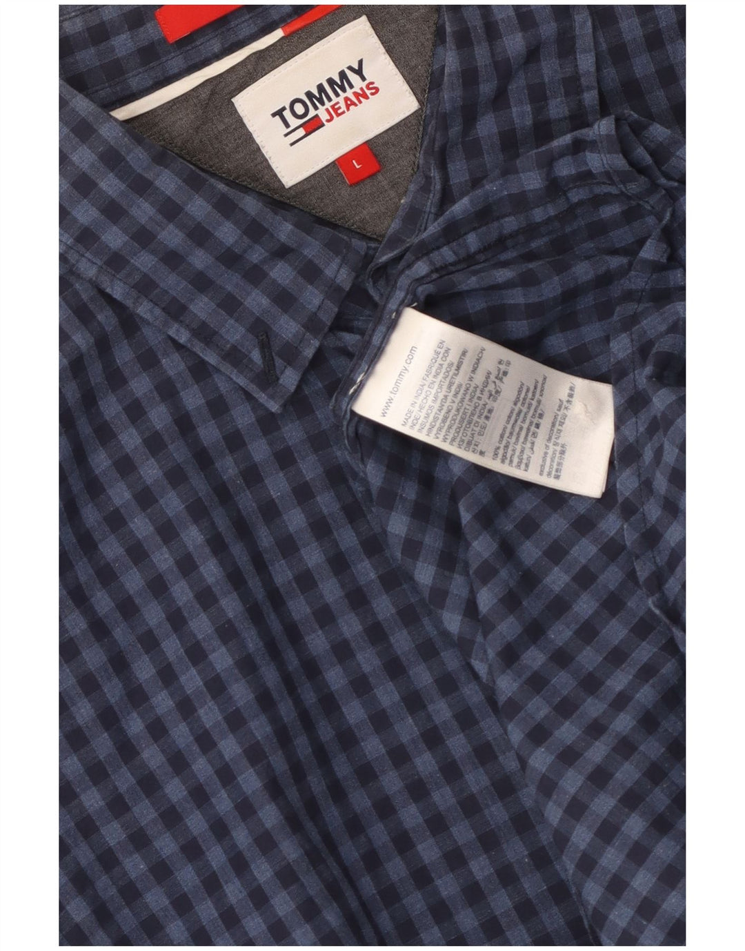 Tommy Hilfiger Ανδρικό πουκάμισο με κανονική εφαρμογή, μεγάλο μπλε ναυτικό βαμβακερό Gingham
