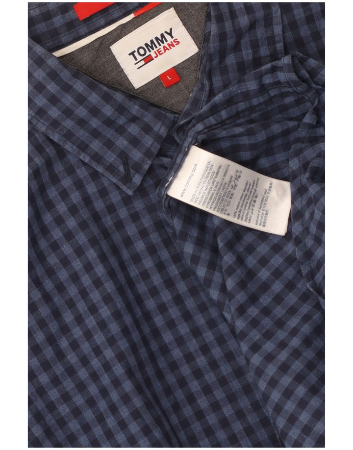 Tommy Hilfiger Ανδρικό πουκάμισο με κανονική εφαρμογή, μεγάλο μπλε ναυτικό βαμβακερό Gingham