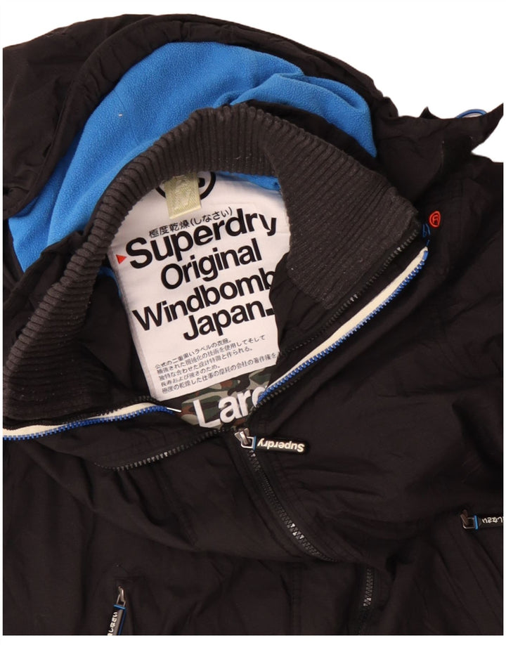 Superdry Ανδρικό Windbomber Hooded Windbreaker Jacket UK 40 Large Black