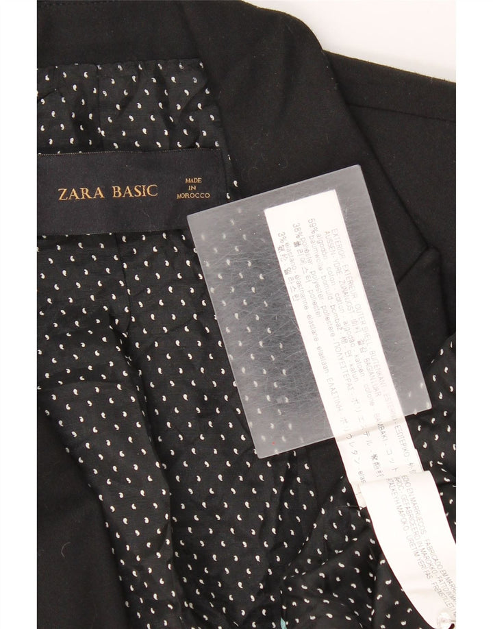 Zara Γυναικείο μπλέιζερ 1 κουμπιού μπουφάν UK 10 Small μαύρο βαμβακερό