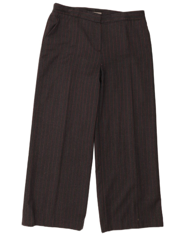 Jaeger γυναικείο φαρδύ παντελόνι casual UK 16 μεγάλο W36 L29 γκρι ριγέ