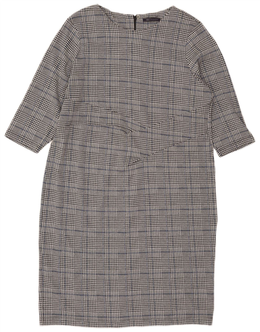 Marks & Spencer Γυναικείο φόρεμα 3/4 Sleeve Shift UK 22 3XL Grey Check