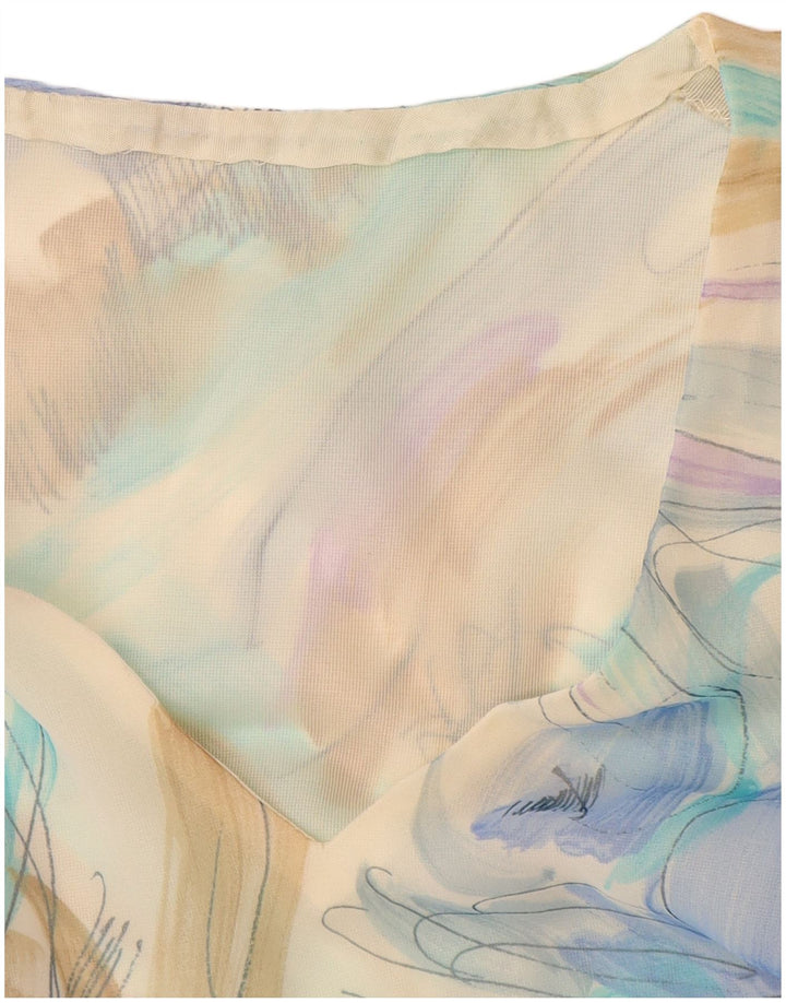 VINTAGE Γυναικείο μάξι φόρεμα με αφηρημένο σχέδιο UK 12 μεσαίο μπλε