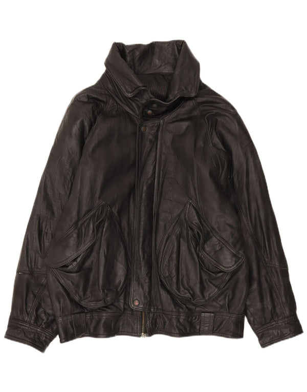 Vintage Ανδρικό Δερμάτινο Μπουφάν UK 42 XL Μαύρο Δερμάτινο